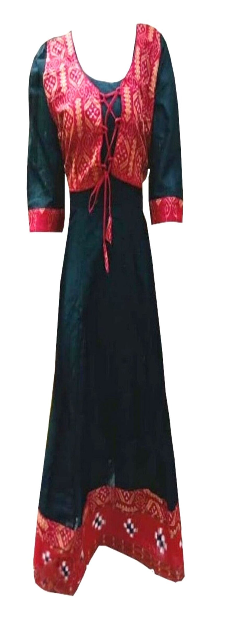 Ikat and sambalpuri round neck black red handloom kurti - Trenditional -  2660936